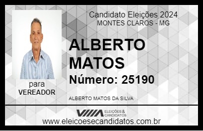 Candidato ALBERTO MATOS 2024 - MONTES CLAROS - Eleições