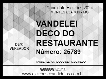 Candidato VANDELEI DECO DO RESTAURANTE 2024 - MONTES CLAROS - Eleições