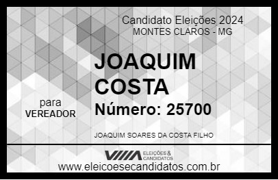 Candidato JOAQUIM COSTA 2024 - MONTES CLAROS - Eleições