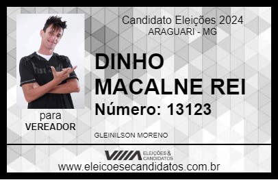 Candidato DINHO MACALNE REI 2024 - ARAGUARI - Eleições