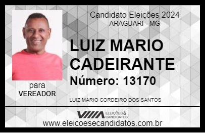 Candidato LUIZ MARIO CADEIRANTE 2024 - ARAGUARI - Eleições