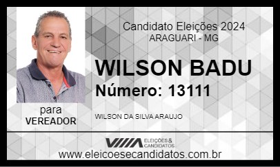 Candidato WILSON BADU 2024 - ARAGUARI - Eleições