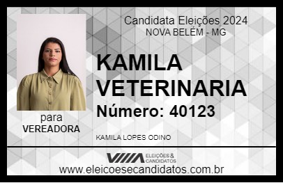 Candidato KAMILA VETERINARIA 2024 - NOVA BELÉM - Eleições