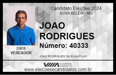 Candidato JOAO RODRIGUES 2024 - NOVA BELÉM - Eleições