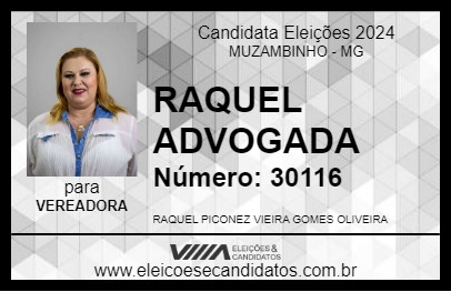 Candidato RAQUEL ADVOGADA 2024 - MUZAMBINHO - Eleições