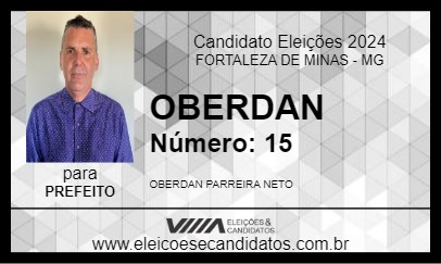 Candidato OBERDAN 2024 - FORTALEZA DE MINAS - Eleições