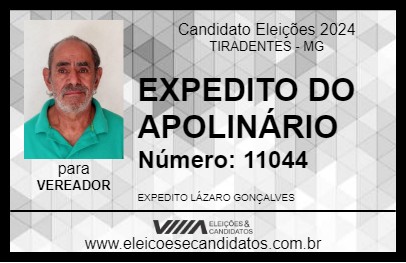 Candidato EXPEDITO DO APOLINÁRIO 2024 - TIRADENTES - Eleições