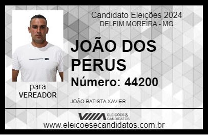 Candidato JOÃO DOS PERUS 2024 - DELFIM MOREIRA - Eleições