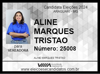 Candidato ALINE MARQUES TRISTAO 2024 - ARAGUARI - Eleições