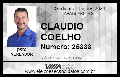 Candidato CLAUDIO COELHO 2024 - ARAGUARI - Eleições