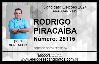 Candidato RODRIGO PIRACAÍBA 2024 - ARAGUARI - Eleições