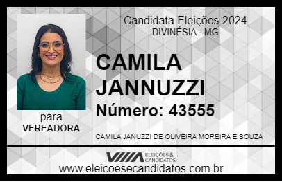 Candidato CAMILA JANNUZZI 2024 - DIVINÉSIA - Eleições