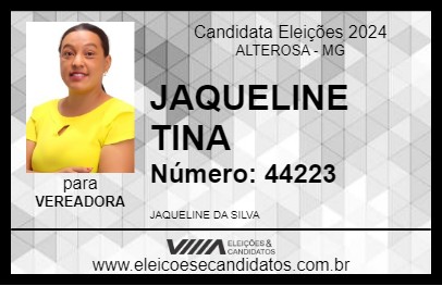 Candidato JAQUELINE TINA 2024 - ALTEROSA - Eleições