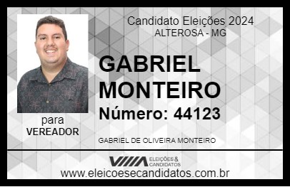 Candidato GABRIEL MONTEIRO 2024 - ALTEROSA - Eleições