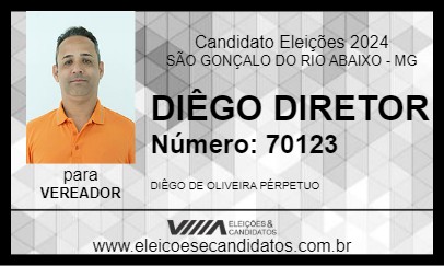 Candidato DIÊGO DIRETOR 2024 - SÃO GONÇALO DO RIO ABAIXO - Eleições