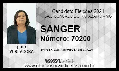 Candidato SANGER 2024 - SÃO GONÇALO DO RIO ABAIXO - Eleições