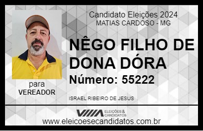 Candidato NÊGO FILHO DE DONA DÓRA 2024 - MATIAS CARDOSO - Eleições