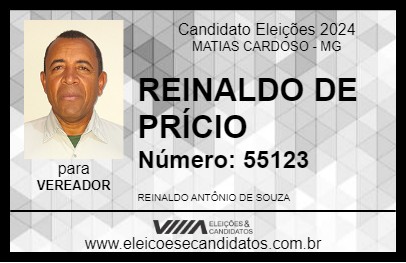 Candidato REINALDO DE PRÍCIO 2024 - MATIAS CARDOSO - Eleições