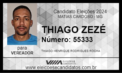 Candidato THIAGO ZEZÉ 2024 - MATIAS CARDOSO - Eleições