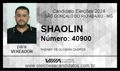 Candidato SHAOLIN 2024 - SÃO GONÇALO DO RIO ABAIXO - Eleições