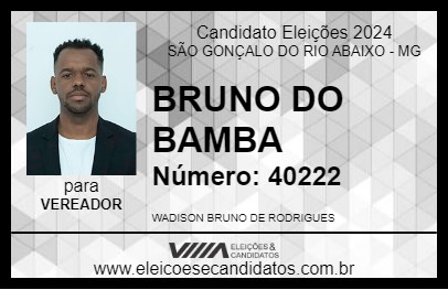 Candidato BRUNO DO BAMBA 2024 - SÃO GONÇALO DO RIO ABAIXO - Eleições