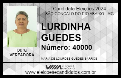 Candidato LURDINHA GUEDES 2024 - SÃO GONÇALO DO RIO ABAIXO - Eleições