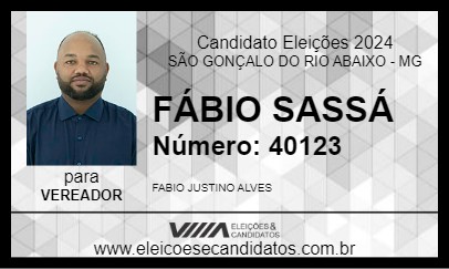 Candidato FÁBIO SASSÁ 2024 - SÃO GONÇALO DO RIO ABAIXO - Eleições