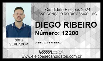 Candidato DIEGO RIBEIRO 2024 - SÃO GONÇALO DO RIO ABAIXO - Eleições