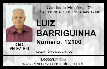 Candidato LUIZ BARRIGUINHA 2024 - SÃO GONÇALO DO RIO ABAIXO - Eleições