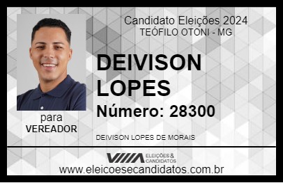 Candidato DEIVISON LOPES 2024 - TEÓFILO OTONI - Eleições