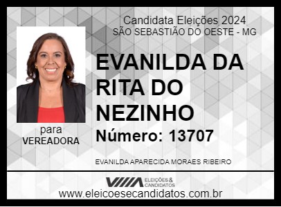 Candidato EVANILDA DA RITA DO NEZINHO 2024 - SÃO SEBASTIÃO DO OESTE - Eleições