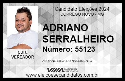 Candidato ADRIANO SERRALHEIRO 2024 - CÓRREGO NOVO - Eleições