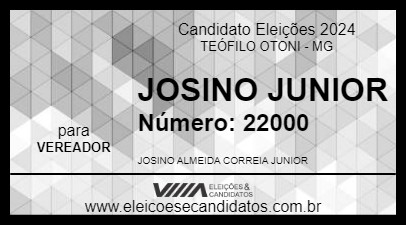 Candidato JOSINO JUNIOR 2024 - TEÓFILO OTONI - Eleições