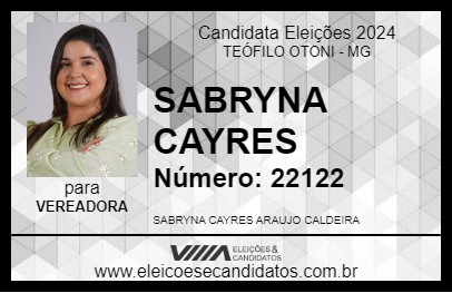 Candidato SABRYNA CAYRES 2024 - TEÓFILO OTONI - Eleições