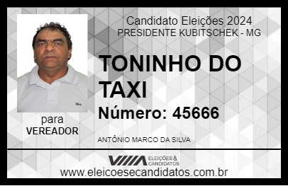 Candidato TONINHO DO TAXI 2024 - PRESIDENTE KUBITSCHEK - Eleições