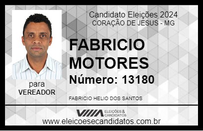 Candidato FABRICIO MOTORES 2024 - CORAÇÃO DE JESUS - Eleições