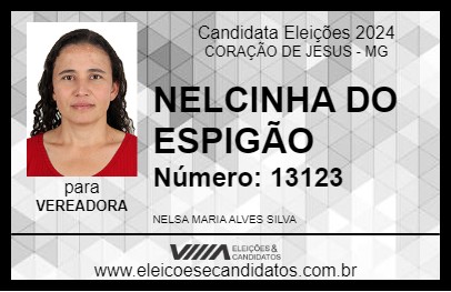 Candidato NELCINHA DO ESPIGÃO 2024 - CORAÇÃO DE JESUS - Eleições