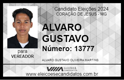 Candidato ALVARO GUSTAVO 2024 - CORAÇÃO DE JESUS - Eleições