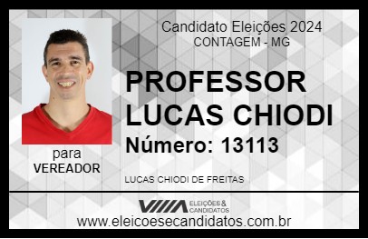 Candidato PROFESSOR LUCAS CHIODI 2024 - CONTAGEM - Eleições