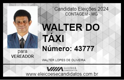 Candidato WALTER DO TÁXI 2024 - CONTAGEM - Eleições