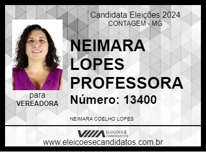 Candidato NEIMARA LOPES PROFESSORA  2024 - CONTAGEM - Eleições