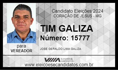 Candidato TIM GALIZA 2024 - CORAÇÃO DE JESUS - Eleições