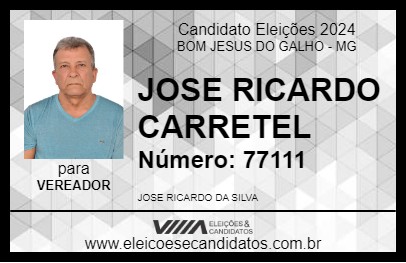 Candidato JOSE RICARDO CARRETEL 2024 - BOM JESUS DO GALHO - Eleições