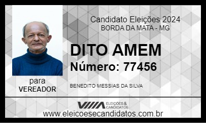 Candidato DITO AMEM 2024 - BORDA DA MATA - Eleições