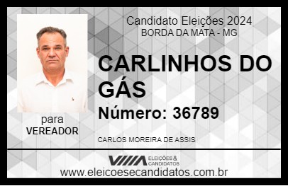 Candidato CARLINHOS DO GÁS 2024 - BORDA DA MATA - Eleições