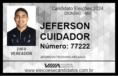 Candidato JEFERSON CUIDADOR 2024 - DIONÍSIO - Eleições