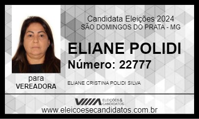 Candidato ELIANE POLIDI 2024 - SÃO DOMINGOS DO PRATA - Eleições