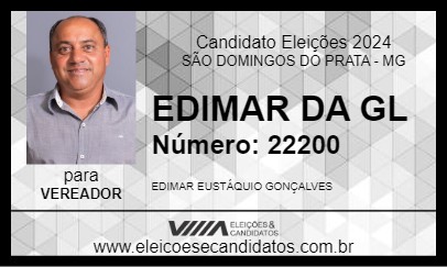 Candidato EDIMAR DA GL 2024 - SÃO DOMINGOS DO PRATA - Eleições