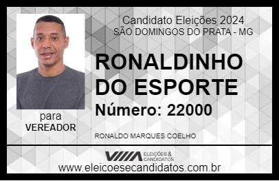 Candidato RONALDINHO DO ESPORTE 2024 - SÃO DOMINGOS DO PRATA - Eleições