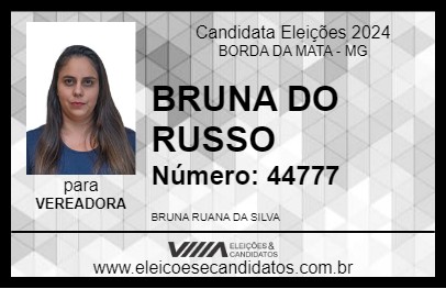 Candidato BRUNA DO RUSSO 2024 - BORDA DA MATA - Eleições